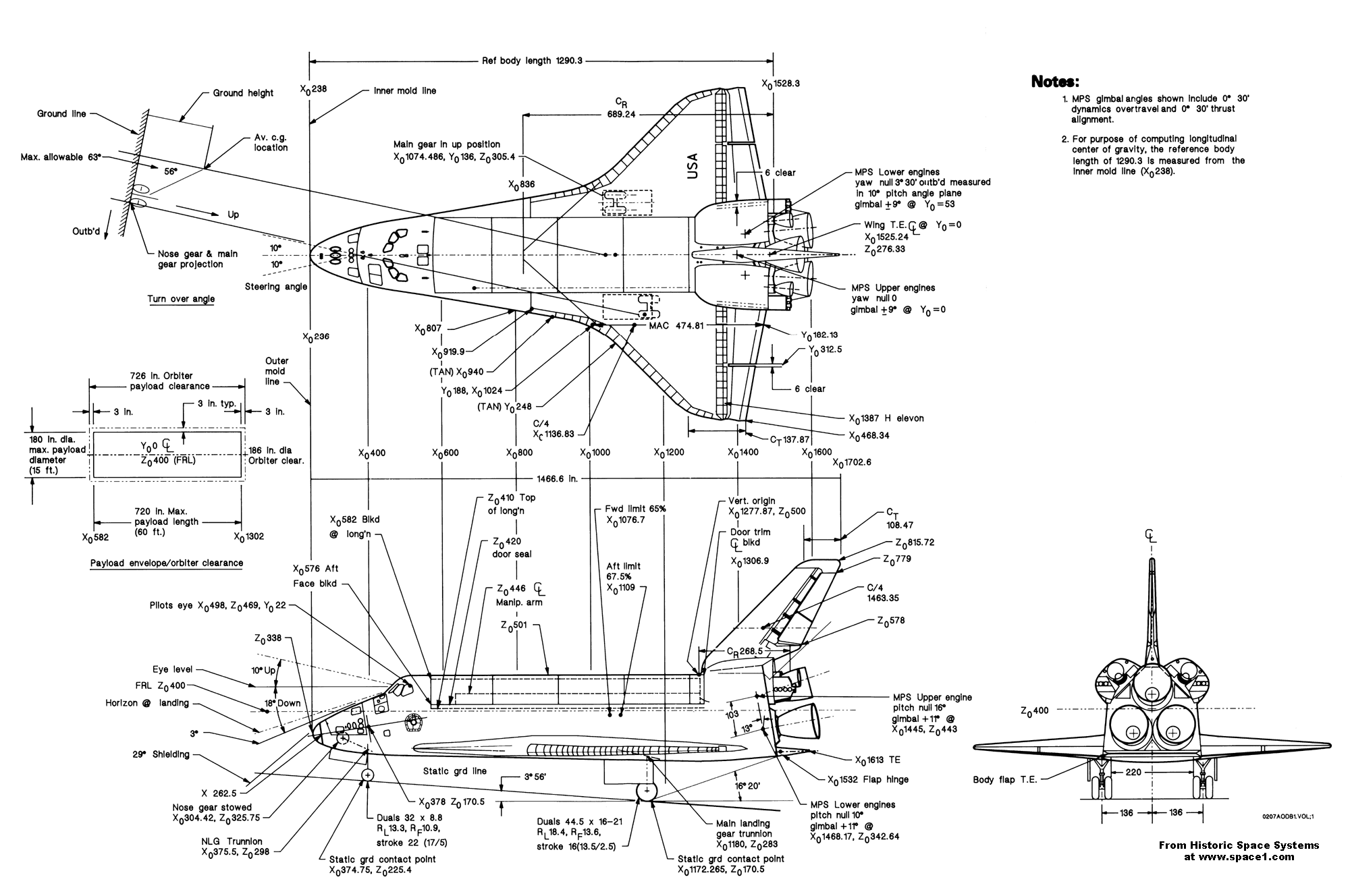 space shuttle technical drawings